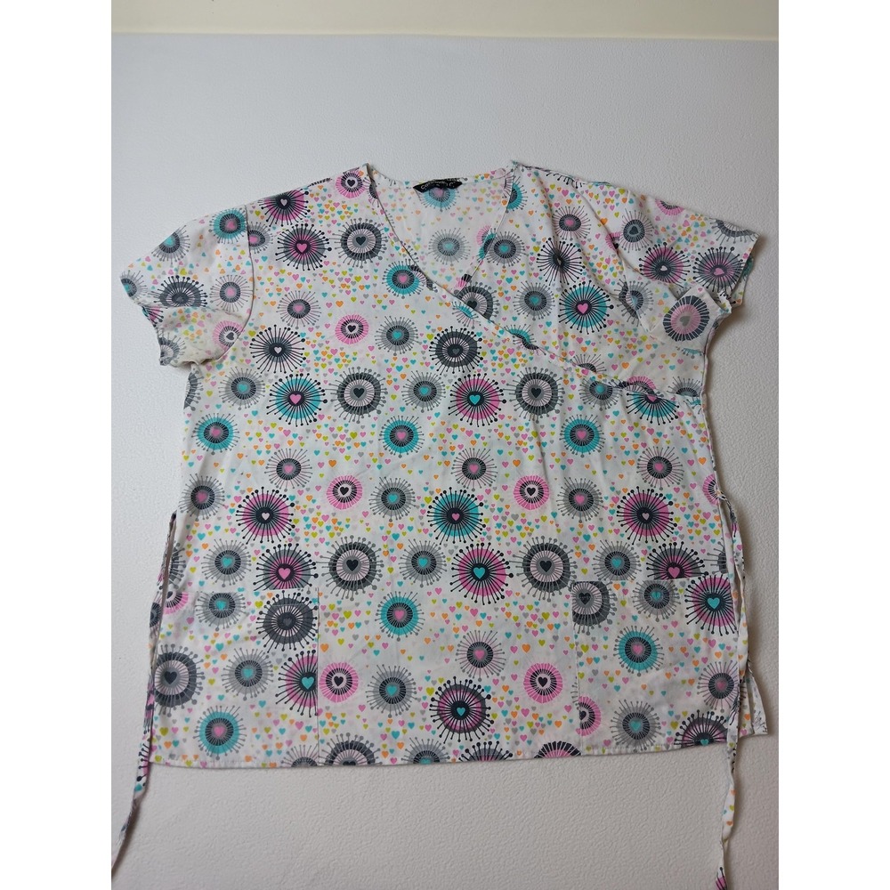Cassandra O Tunic Womens XL Multicolor V-Neck Pockets Adjustable Jersey